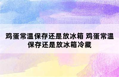 鸡蛋常温保存还是放冰箱 鸡蛋常温保存还是放冰箱冷藏